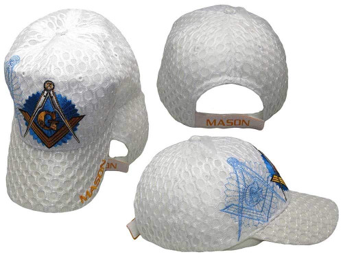 Mason Masons Freemason Masonic Lodge White Shadow Mesh Texture Ball Cap Hat Mason Masons Freemason Masonic Lodge White Shadow Mesh Texture Ball Cap Hat