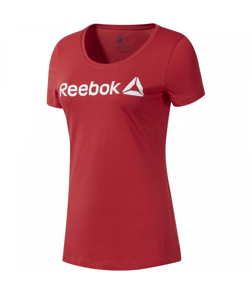 Reebok Linear Read Scoop Neck Tee, Rebel Red, X-Small