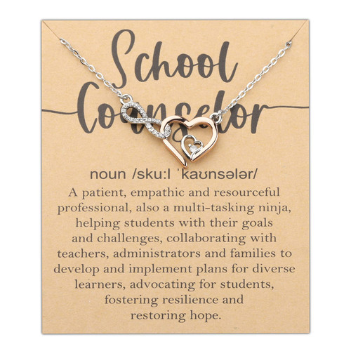 PLITI School Counselor Gift Counselor Appreciation Gift Infinity Heart Necklace For Guidance Counselor (School Counselor inheart nec)