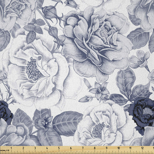 Ambesonne Shabby Flora Fabric by The Yard, Garden Spring Roses Buds with Leaves Flowers Romantic Image Artwork, Microfiber Fabric for Arts and Crafts Textiles & Decor, 1 Yard, Blue Grey and White Ambesonne Shabby Flora Fabric by The Yard, Garden Spring Roses Buds with Leaves Flowers Romantic Image Artwork, Microfiber Fabric for Arts and Crafts Textiles & Decor, 1 Yard, Blue Grey and White