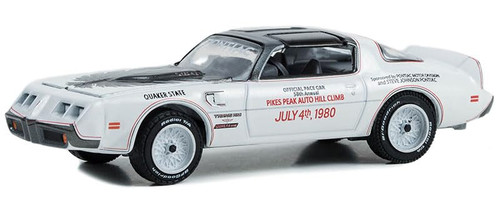 Greenlight 13330-E Pikes Peak International Hill Climb Series 1-1980 Pontiac Firebird Trans Am - Official Pace Car 58th Annual Pikes Peak Auto Hill Climb 1/64 Scale