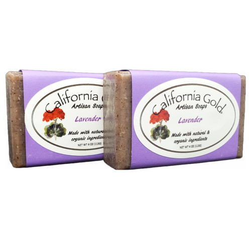 California Gold Artisan Soaps Lavender Bar Soap-Natural & Organic with Anti-Aging Comfey Root. 2-4oz. Bars (8oz. Total) California Gold Artisan Soaps Lavender Bar Soap-Natural & Organic with Anti-Aging Comfey Root. 2-4oz. Bars (8oz. Total)