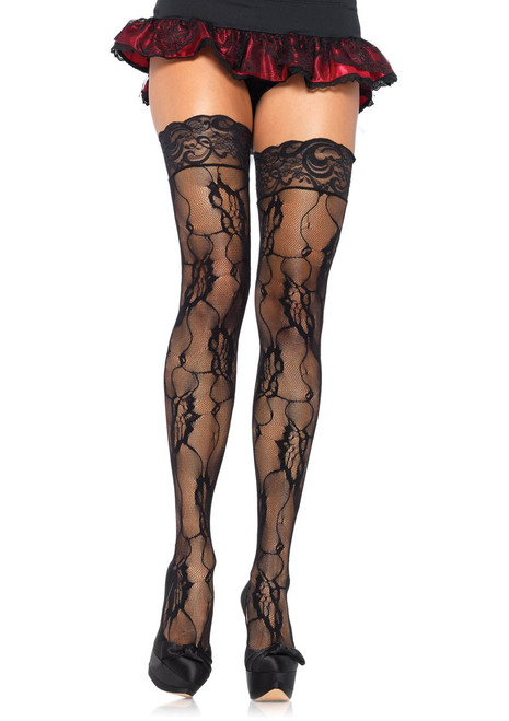 Leg Avenue Women's Hosiery Lace Thigh Highs, Black, One Size