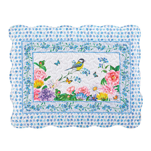 Collections Etc Floral Colorful Garden Blooms and Birds Pillow Sham Set | Matching Shams | Standard Size Pillow Covers | 26" x 20" | Machine Wash, Polyester