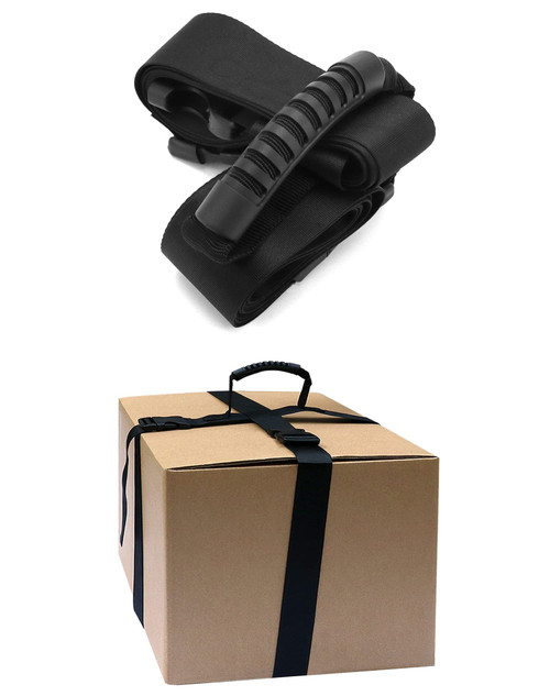 QWORK Adjustable Box Carrying Strap with Handle - 2 Pack Securely Move and Lift Heavy Boxes with Ease - Cross Style Handheld Belt for Groceries and Luggage (74.8 inch)