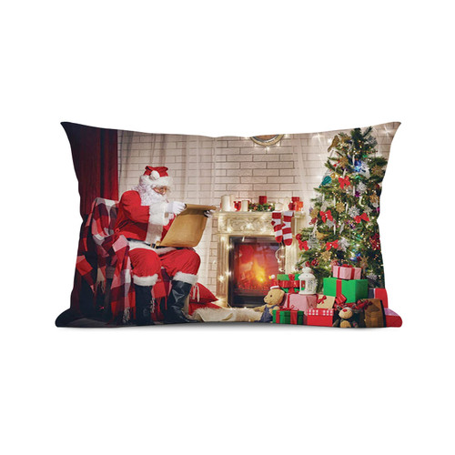Santa Pillow Sham,Santa Claus Reading a Letter, Decorative Standard Queen Size Printed Pillowcase,Red 20" x 30"