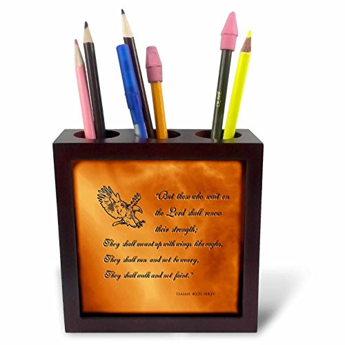 3dRose ph_30756_1 Isaiah 40 31 Bible Verse with Eagle Engraved Into a Copper Background-Tile Pen Holder, 5-Inch 3dRose ph_30756_1 Isaiah 40 31 Bible Verse with Eagle Engraved Into a Copper Background-Tile Pen Holder, 5-Inch