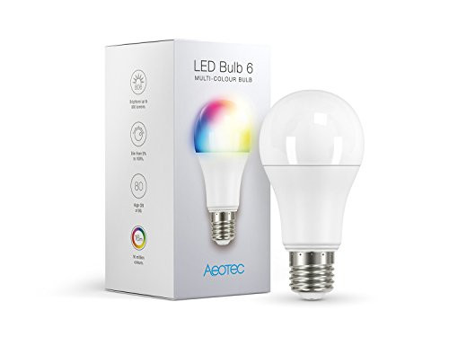 Aeotec LED Bulb 6 Multi-Color, Z-Wave Plus RGBW Dimmable & Multi-Color Changing, 9W, 60 watt Incandescent Equivalent, Smart Light Bulb,A19,E26 Base
