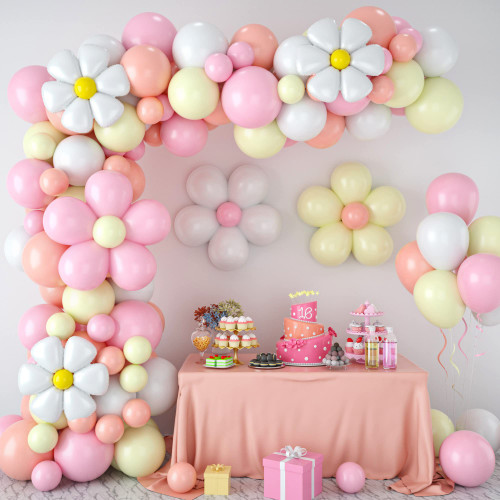 Daisy Balloon Garland Arch Kit,Retro Hippie Boho Pink White Yellow Balloons Garland Daisy Flower Balloons For Birthday Baby Shower Bridal Wedding Groovy Daisy Party Decorations Daisy Balloon Garland Arch Kit,Retro Hippie Boho Pink White Yellow Balloons Garland Daisy Flower Balloons For Birthday Baby Shower Bridal Wedding Groovy Daisy Party Decorations
