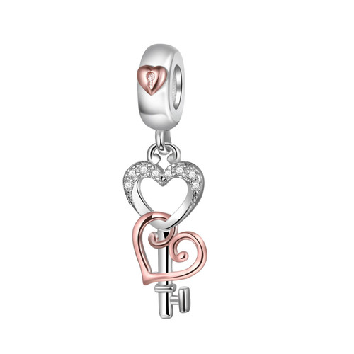 LUXILLA Key Heart Charm Silver Charms 925 Sterling Silver fits Bracelets Necklace Pendant Bead Charms Jewelry Gift for Women Girl Family Friends LUXILLA Key Heart Charm Silver Charms 925 Sterling Silver fits Bracelets Necklace Pendant Bead Charms Jewelry Gift for Women Girl Family Friends