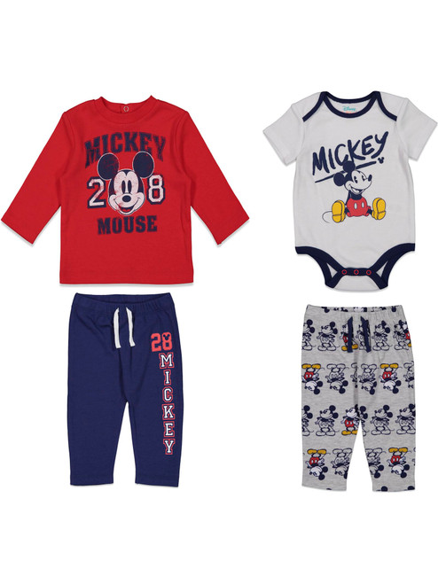 Disney Mickey Mouse Newborn Baby Boys 4 Piece Outfit Set: Bodysuit T-Shirt Pants Mickey Mouse 3-6 Months Disney Mickey Mouse Newborn Baby Boys 4 Piece Outfit Set: Bodysuit T-Shirt Pants Mickey Mouse 3-6 Months
