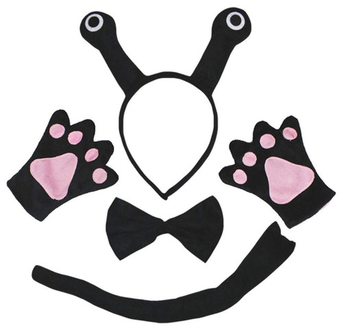 Petitebella Black Snail Headband Bowtie Tail Gloves 4pc Children Costume 1-8y (Black, 5-8year)