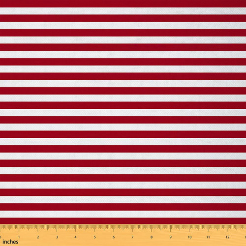 Striped Upholstery Fabric,Red and White Stripe Fabric by The Yard,Farmhouse Ticking Stripes Decorative Fabric Horizontal Stripes Indoor Fabric,Adults Abstract DIY Waterproof Fabric Sewing,1 Yard