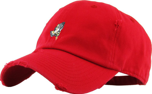 KBSV-061 RED Praying Hands Rosary Dad Savage Hat Baseball Cap Unconstructed Polo Style Adjustable Unisex