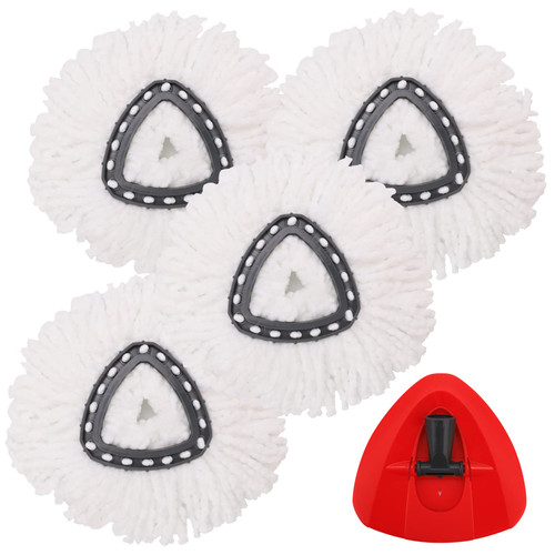4 Pack Spin Mop Replacement Head Ocedar Mop Head Refill, Easy Cleaning Mop Heads Replacement for 1 Tank System EasyWring Spin Mop, Microfiber Spin Mop Head Refills Includes 1 Rotating Mop Base