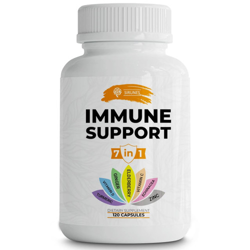 SIRUNES Immune Support Immunity Defense Multivitamin Supplement with Vitamin C and D3-Elderberry-Zinc-Echinacea-Ginger-Turmeric-Powerful Immunity Booster for Adults Kids Stress Relief 120 Capsules SIRUNES Immune Support Immunity Defense Multivitamin Supplement with Vitamin C and D3-Elderberry-Zinc-Echinacea-Ginger-Turmeric-Powerful Immunity Booster for Adults Kids Stress Relief 120 Capsules