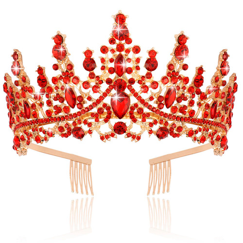 TOBATOBA Red Crown Crystal Wedding Tiara for Women, Royal Queen Crowns for Women Queen of Hearts Crown, Princess Tiara for Bride, Quinceanera Headpieces for Birthday Prom Pageant Halloween Costume TOBATOBA Red Crown Crystal Wedding Tiara for Women, Royal Queen Crowns for Women Queen of Hearts Crown, Princess Tiara for Bride, Quinceanera Headpieces for Birthday Prom Pageant Halloween Costume