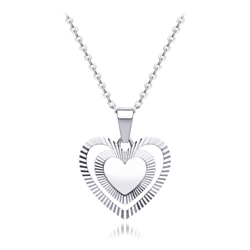 555Jewelry Stainless Steel Vintage Grooved Heart Necklaces for Women & Girls, Cute Necklaces for Girlfriend, Love Necklaces for Women, Heart Necklace for Wife, 18-20 Inch, Silver 555Jewelry Stainless Steel Vintage Grooved Heart Necklaces for Women & Girls, Cute Necklaces for Girlfriend, Love Necklaces for Women, Heart Necklace for Wife, 18-20 Inch, Silver