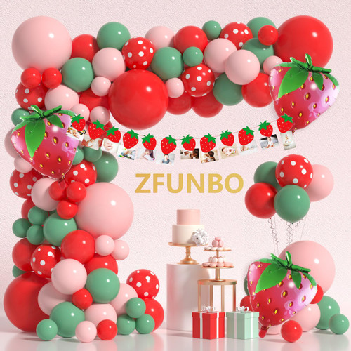 ZFUNBO Strawberry Balloon Arch Kit Berry First Sweet One Birthday Party Decorations with Red Pink Sage Green Polka Dot Baby Shower Garland Supplies Strawberry Foil Balloons Banner for Girl Decor ZFUNBO Strawberry Balloon Arch Kit Berry First Sweet One Birthday Party Decorations with Red Pink Sage Green Polka Dot Baby Shower Garland Supplies Strawberry Foil Balloons Banner for Girl Decor