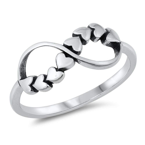 Infinity Hearts Forever Love Ring New .925 Sterling Silver Band Size 6