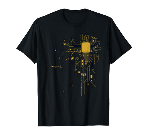 Golden Computer Chip CPU Core Heart Funny Computer Geek T-Shirt