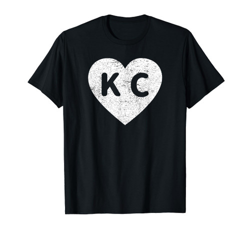 Vintage Distressed Love Kansas City KC Heart Print T-Shirt