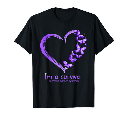 Butterfly Heart I'm A Survivor Pancreatic Cancer Awareness T-Shirt Butterfly Heart I'm A Survivor Pancreatic Cancer Awareness T-Shirt