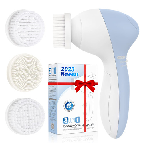 Facial Cleansing Brush Face Scrubber: COSLUS 3in1 JBK-D Electric Exfoliating Spin Cleanser Device Waterproof Deep Cleaning Exfoliation Rotating Spa Machine - Electronic Skin Care Wash Spinning System