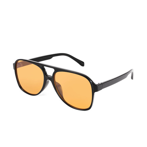 FEISEDY Vintage Retro 70s Plastic Aviator Sunglasses Trendy Orange Classic Large Squared Frame B2751