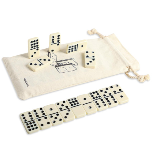 GUSTARIA Dominoes Set for Adults, Double 9 Dominos Set with 55 Ivory Large Size Tiles, Classic Family Board Game Set with Portable Bag, for 2-8 Players