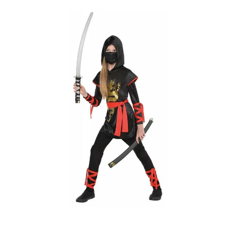 Kids Black & Red Dragon Ninja Costume Set - Medium (8-10) 1 Set - One-of-a-Kind Outfit Perfect for Parties & Halloween Fun