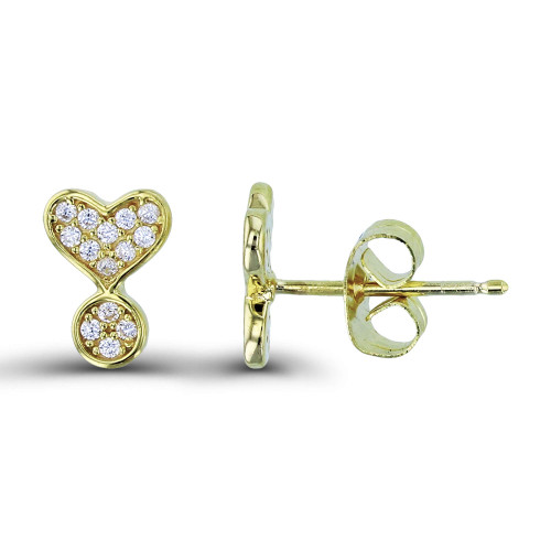 Sterling Silver Yellow Round Cubic Zirconia Micropave Split Circle/Heart Studs