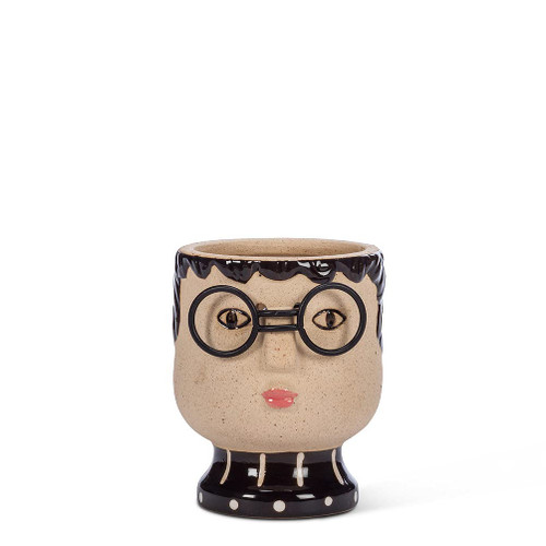 Abbott Collection Home Small Face with Glasses Planter