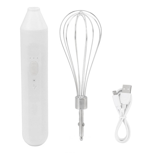 Electric Hand Mixer Electric Egg Beater Whisk Handheld Milk Frother USB Charging Milk Frother Portable Cordless Drink Mixer(White)