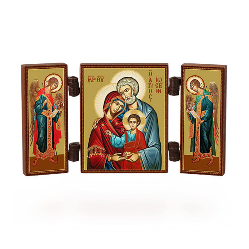 NKlaus - Holy Family - Christian Icon Triptych - Swiatoe Semejstwo - Travel Altar Wood
