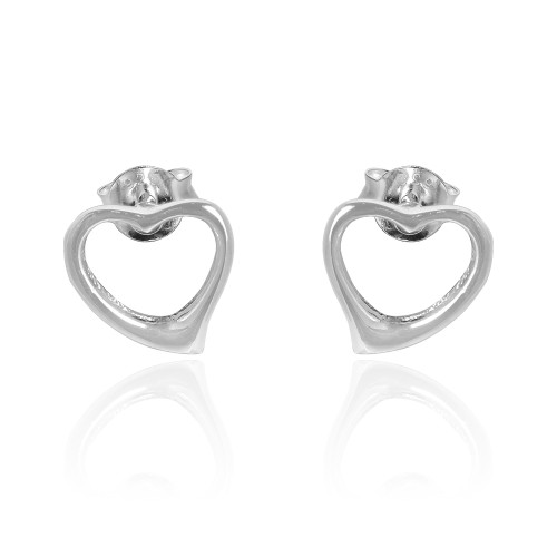 Charming Love Heart Outline .925 Sterling Silver Stud Earrings