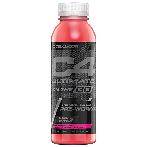 Cellucor C4 Ultimate On The Go Zero Sugar Pre Workout Drink, Energy Drink + Beta Alanine, Watermelon, 11.66 Ounce Bottles (Pack of 12)