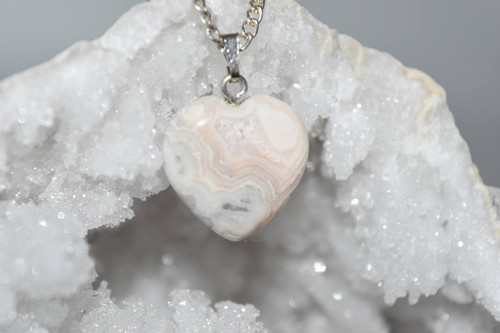 Nature's Enlightenment Heart Yellow Lace Agate Crystal Pendant -
