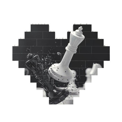 Brain-Teasing Puzzle Building Game 3D-Black-White-Chess-Battle Building Brick Blocks Jigsaw Puzzles