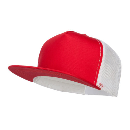 MG Flat Bill Snapback Trucker Cap - Red White OSFM