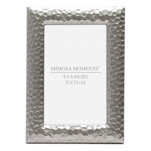 MIMOSA MOMENTS Hammered Metal picture Frame, Photo Display for Desk (pewter, 4x6)