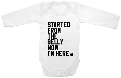 Baby Tee Time Long Sleeves Boys' Started from The Belly Now 0-3 Months White