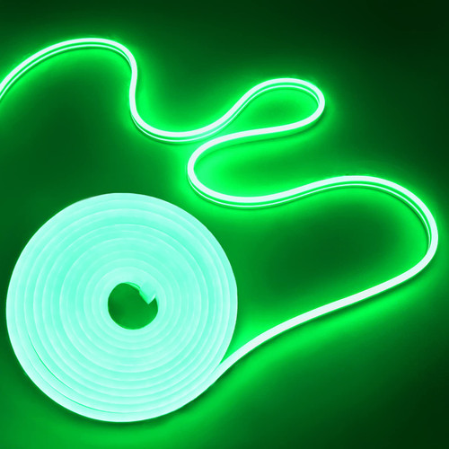 NEONLG 14400lm LED Neon Flex with Clips, 16.4ft Neon Rope Lights Outdoor/Indoor, Cuttable LED Strip Lights for Bedroom, DIY Squiggle Squiggly Light Garden Desk Mirror Wall Decor, Green