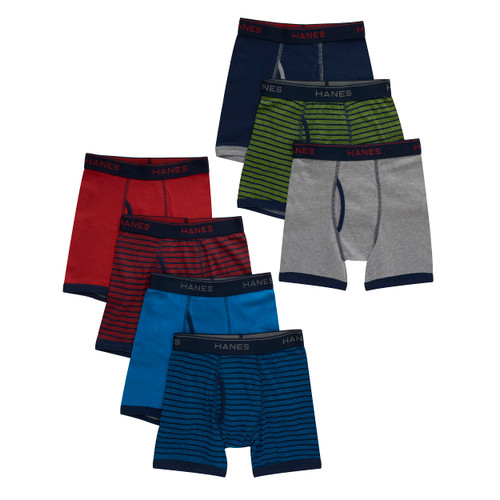 Hanes Men's Boys Boxer Briefs Pack, Cool Comfort Tagless Underwear, 7-Pack, Assorted, X-Large