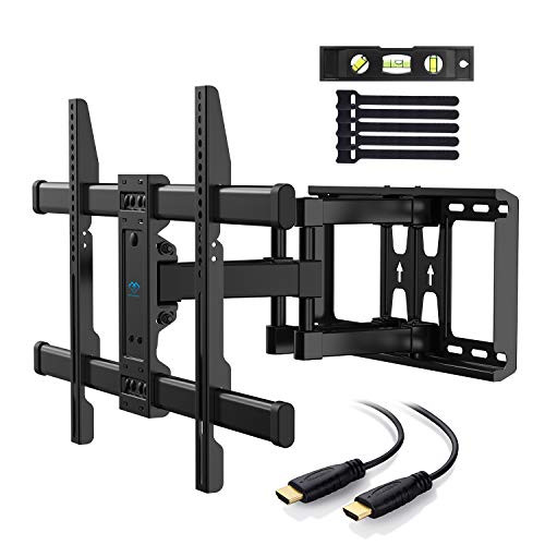 PERLESMITH TV Wall Mount Bracket Full Motion Dual Articulating Arm for Most 37-70 Inch LED, LCD, OLED, Flat Screen,Plasma TVs up to 132lbs VESA 600x400mm with Tilt, Swivel and Rotation