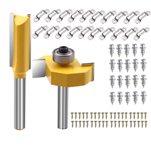 ROOCBIT Joint Slot Router Bit Straight Bit Set, 1/4 Inch Shank 11MM Slotting Width & 20 Set Invisible Connector Screw Fasteners Two-in-One Hidden Simple Assembly Connection Cabinet Accessories