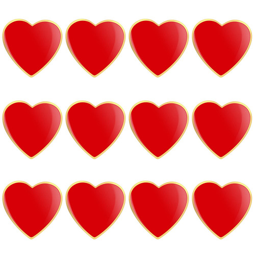 Amosfun 12Pcs Brooch Pins for Women Fashion Valentines Day Heart Brooches and Pins Love Heart Brooches Heart Lapel Pin for Valentines Day Wedding Party Favors