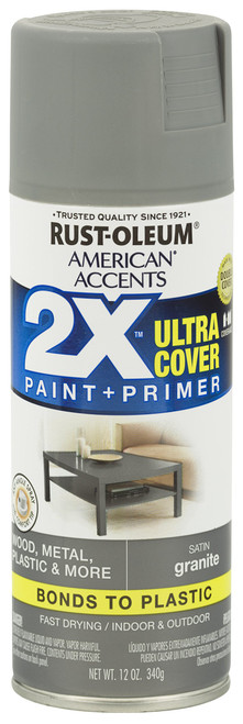 Rust-Oleum 327931 2X Ultra Cover American Accents Spray Paint, 12 Ounce (Pack of 1), Satin Granite