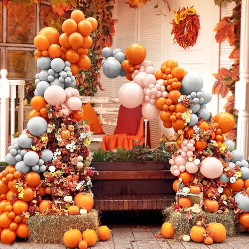 Orange Balloon Garland Arch Kit, 134PCS Orange Balloon Arch with Cream Peach and Matte Light Grey Balloon for Thanksgiving Fall Autumn Party Baby Shower, Bridal Shower, Birthday Decoration Supplies Orange Balloon Garland Arch Kit, 134PCS Orange Balloon Arch with Cream Peach and Matte Light Grey Balloon for Thanksgiving Fall Autumn Party Baby Shower, Bridal Shower, Birthday Decoration Supplies