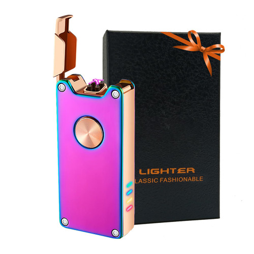 RSBYE Electric Lighter,Dual Arc Plasma Lighter with LED Battery Indicator, Rechargeable Windproof Flameless Electric Lighters with Gift Box(Magic)